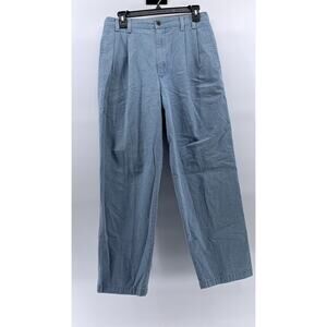 DOCKERS Men's Vintage Chambray Light Blue Pleated Classic-Fit Pants SZ 33X30